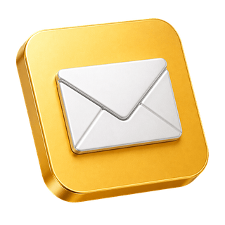 Icono 3D decorativo de un sobre de correo en la página de contáctenos