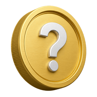 Moneda dorada decorativa en 3D con un signo de interrogación, ubicada en la sección de preguntas frecuentes